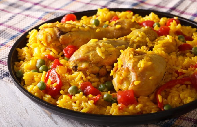 Latin rice with chicken dish